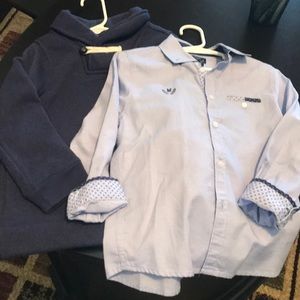 Boys long sleeve button down and sweater